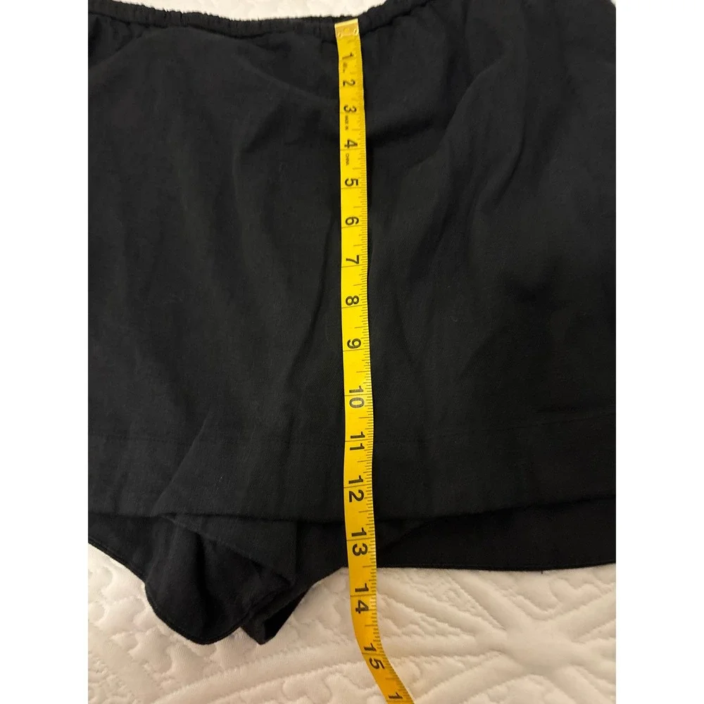 By Anthropologie Linen-Blend Mini Skort Black Wrap Front Side Tie Size M NEW